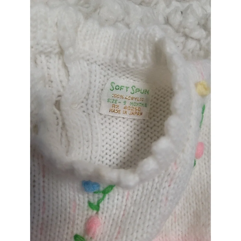 Vintage  Girls Dress Knit Pink White Soft Spun 9 Months  Acrylic Japan  Lot Of 2